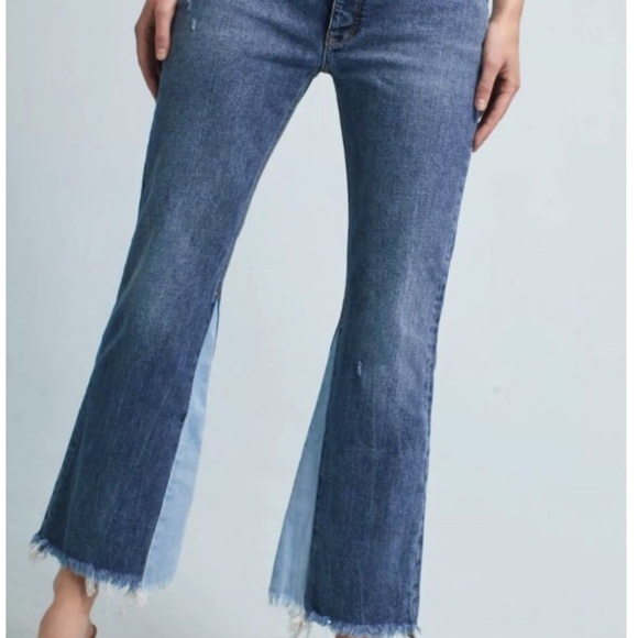 Pilcro Distressed Two Tone Raw Fringe Jeans - Picture 3 of 6